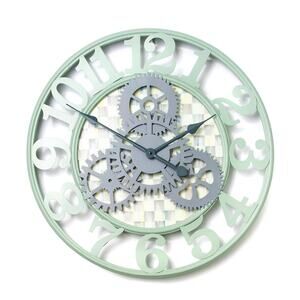 Mackenzie Childs Sterling Check Large Farmhouse Wall Clock 30in NEW